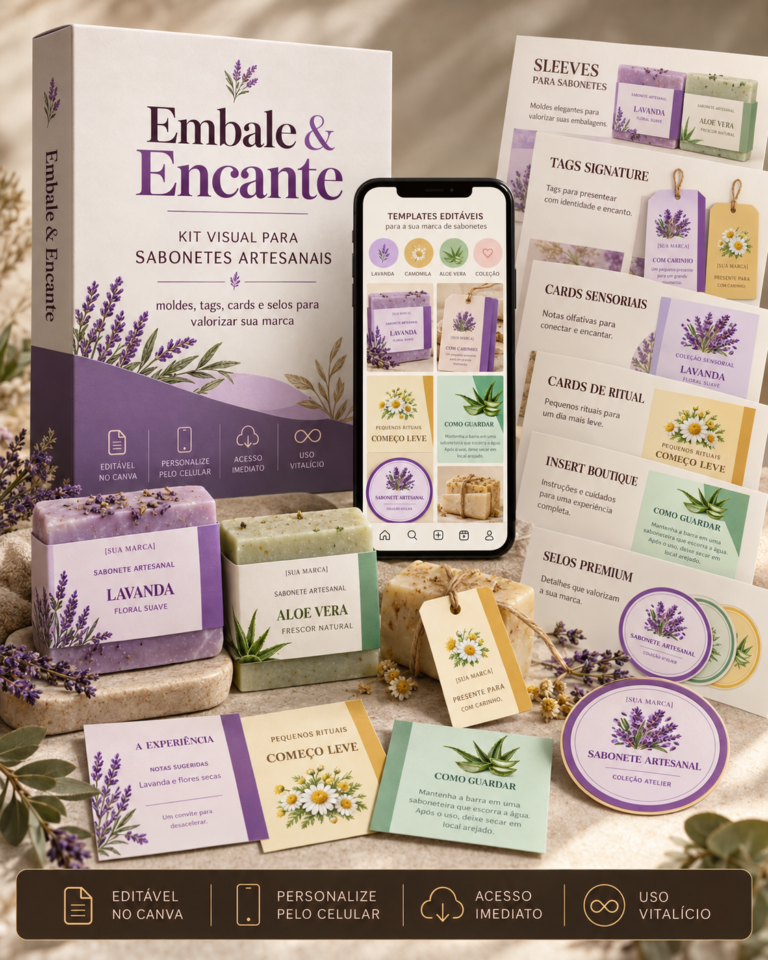 Kit Embale e Encante com embalagens para sabonetes artesanais